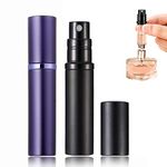 POTWPOT Refillable Travel Perfume Atomizer, 2 Pack 5ML Atomiser Perfume Spray Bottle Travel Size Perfume Bottle Travel Accessories (Black & Purple)