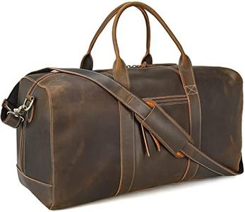 Polare Leather Duffle Weekend Travel Bag For Men With Full Grain Cowhide Leather 23.2'' Duffel Bag (Large-Brown(23.2") Updated Version)