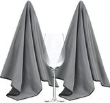 Sinland Microfiber Glass Polishing Cloths Lint -Free Drying Towels for Wine Glasses Stemware Dishes Stainless Appliances Grey (51CMX64CM, Dark Grey)