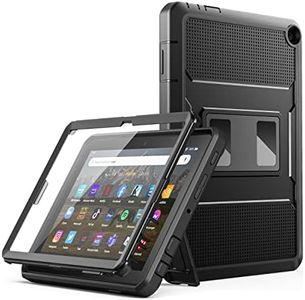 MoKo Case Fits All-New Amazon Kindle Fire HD 8 & 8 Plus Tablet (12th Generation, 2024/2022 Release) 8“, Full Body Rugged Hands-Free Viewing Stand Back Cover with Screen Protector, Black