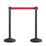 Crowd Control Stanchion, Set with 6.5 ft/2 m Red Retractable Belt, Durable Crowd Control Barrier with Carbon Steel Baking Painted Stanchion, Rope Barriers Line Divider for Exhibition, Airport(2)