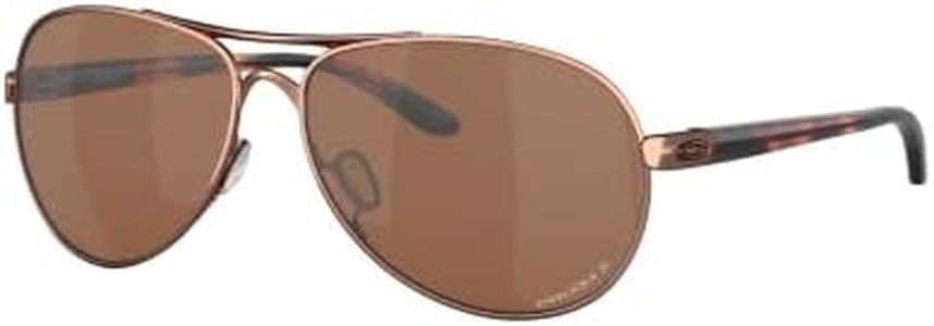 Oakley Womens OO4079 Feedback Aviator Sunglasses, Rose Gold/Prizm Tungsten Polarized, 59 mm