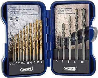 Draper 18551 Combined HSS and Masonry Drill Bit Set, Blue, 17 Pcs