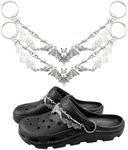 VIQWYIC Halloween Shoe Charms Chain, Cool Punk Metal Shoe Chains Decoration Bats Style Shoe Charms for Sandals Clog Party Favors