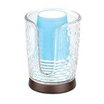 iDesign Rain Disposable Paper and Plastic Cup Dispenser Holder for Master, Guest, Kids' Bathroom Vanity and Countertops, 3.10" x 3.10" x 4", Clear and Bronze