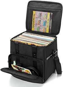 Trunab Vinyl Record Carrying Bag Vinyl Albums Storage Case, with Dividers Holds up to 60 LP Records, Vinyl Record Holder for Travel, Collection