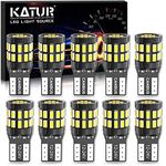 KATUR 194 T10 W5W 168 LED Light Bulb Super Bright 6000K Xenon White 30-SMD 3014 Chips 12-24V CANBUS Error Free LED Bulb Replacement for Car Dome Map Door Courtesy License Plate Light(Upgraded Version)