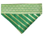 For The Fur Kids Dog Bandana: Diwali Bandana for Pets (Green & Gold)