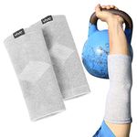 Vive Elbow Sleeve (Pair) - Bamboo Charcoal Compression Support Brace for Tendonitis Prevention, Recovery, Joint Pain Relief, Golfers, Tennis, Weightlifting, Basketball, Sports Stabilizer - Men, Women