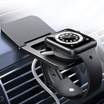 enGMOLPHY Car Mount Designed for Apple Watch Charger Stand Series 7/6/SE/5/4/3/2/1 (45mm,44mm,42mm,41mm,40mm,38mm), Durable All Metal Watch Stand Holder Charging Dock Station, Black