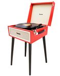 Lauson YT078 Retro Turntable Bluetooth Function and Encoding PC-Link | Vintage Furniture Design Vinyl Turntable with Feet | Vinyl Record Player 3 Speeds 33/45/78 RPM USB/SD Player (Red)