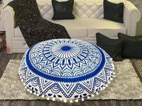 My Dream Carts Floor Round Pouf “Cover Only” Meditation Cushion Covers Mandala Throw Pillows Seating Seat Cover For Adults Kids Room Hippie Decor Boho Poufs Case Boho (22” Pillow Cover, Without Filler