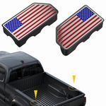 OGYE American Flag Stake Pocket Covers for 2014-2018 GMC Sierra 1500,Chevy Silverado 1500/2500/2500HD/3500 Truck Bed Rail Stake Odd Shaped Hole Plugs Caps (Blue&Red&Chrome, 2-Pack)