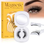 QUEWEL Magnetic Lashes Natural Look, Reusable Magnetic Eyelashes kit with Applicator, Soft Magnetic Half Lashes without Eyeliner, Easy to Wear and Remove(GD-Magnetic Lashes-B)