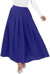 ANRABESS Women A-Line Pleated High Waist Maxi Skirt Full Ankle Length Flowy Swing Elegant Dressy Casual Work Long Skirts Royal Blue X-Large