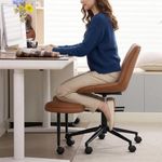 Ergonomic Kneeling Chair, Cross Legged Office Chair with Wheels & Lumbar Support, Wide Criss Cross Chair, Adjustable Height Meditation Yoga Chair for ADHD & Desk Work