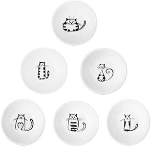 XinHuiGY Cute Cat Ceramic Side Sauce Dishes Mini Heart shape Seasoning Dish, Sushi Soy Dipping Bowl,Serving Saucers Dishe,Meow Porcelain Small Tea Bag Holder Set of 6 (Round)