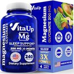 VitaUp Magnesium Glycinate 200mg - USA Made Magnesium Bisglycinate Capsules - High Absorption Magnesium Supplement for Sleep, Heart, Muscle, Metabolism Support - 240 Vegan Chelated Magnesium Capsules