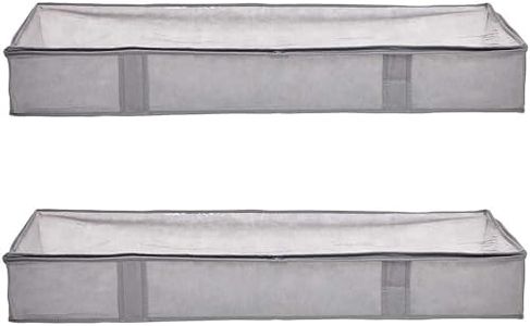 Amazon Basics Under Bed Fabric Storage Container Bags with Window and Handles - 2-Pack, 45 x 106 x 15 cm, Gray