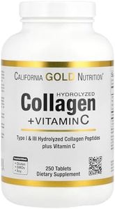 California Gold Nutrition Hydrolyzed Collagen Peptides + Vitamin C Type 1 & 3 6000 Mg 250 Tablets Eggfree Fishfree Glutenfree Milkfree Peanut Free Shellfish Free Soyfree CGN