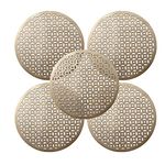 Kuber Industries Soft & Round Dining Table Mats 6 Pieces | Anti Slip & Heat Resistant Mats for Dining Table | Smooth Surface Food Plate Pads for Dinner | PVC Bed Side Table Mats for Bedroom (Gold)