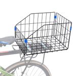 HOMEE Rear Bike Basket, Folding Bicycle Cargo Rack Storage Basket, Detchable Bike Basket Rear,Large Space Waterproof Metal Bike Basket for Most Rear Mounted Bike Rack