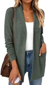 LILLUSORY Cardigan Sweaters for Women Lightweight Open Front Cardigans Casual Loose 2026 Spring Outfits with Pockets ArmyGreen L