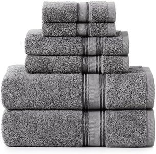 Luxury Bath Towels Set - 6 Piece Set, 100% Cotton Bathroom Towels, Zero Twist, Quick Dry Shower Towels, Soft Absorbent Bath Towel, 2 Bath Towels, 2 Hand Towels, 2 Wash Cloths - Cool Grey