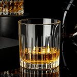 PINNAZ INTERNATIONAL 300ml Transparent Whiskey Glass Luxury barware and Home Decor Ideal for Scotch, Bourbon, Liquor, Cocktail Set of 6 (ELIGENT Whiskey Glass,300ML)