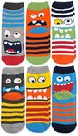 Jefferies Socks Little Boy's Monster Pattern Crew Socks 6 Pair Pack Sockshosiery, Multi, Medium