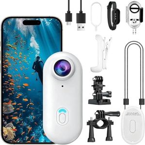 B-Qtech 4K Action Camera, 360° Mini POV Portable Magnetic Body Camera, Underwater Camcorder 30m Waterproof WiFi Wearable Video Recorder 120° Wide Angle for Work Travel Pet Walk Vlog