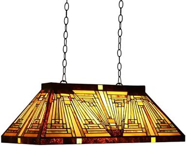 Capulina Tiffany Style Pool Table Lights Mission Antique Amber Brown Style Pendant Light 3-Light 28 Inch Wide for Over Billiard Dining Room Kitchen Island