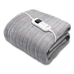 Dreamcatcher Electric Heated Throw Blanket 160 x 120cm, Machine Washable Soft Fleece Overblanket with Timer and 9 Control Heat Settings Grey