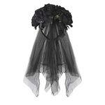 Halloween Headband Women Girl Rose Flower Gothic Crown Lace Veil Garland for Party Cosplay Festival Hair Wreath Photo Props Headpiece Christmas Day The Dead Costume Wreath Girls Hairbands