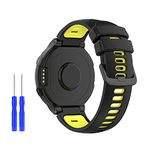 Huabao Watch Strap Compatible with Garmin Forerunner 735XT,Adjustable Silicone Sports Strap Replacement Band for Garmin Forerunner 220/620 / 630/235 / 230 Smart Watch (Black and yellow)