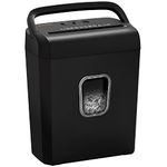 Bonsaii C234-A Portable 6 Sheet Cross Cut Paper, Card, and Disc Shredder Bin with Handles, and Large 3.5 Gallon Capacity Wastebasket, Black