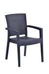 BrackenStyle Madrid Rattan Effect Polypropylene Stacking Arm Chair - Anthracite - Indoor and Outdoor Commercial Use (Anthracite)