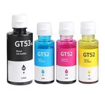 Refill Ink for HP GT51XL/53XL GT 52 for HP Ink Tank 115,310,315,319,410,415,416,419,455,500,515,530,589,615,750,790,670,GT5810,GT5811,GT5820(GT51XL + GT52CMY(4 Color Set),