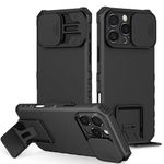 ShieldTech Back Cover Case for Apple iPhone 14 Pro Max | Sliding Camera Shield | Stereoscopic Stand | 360 Degree Protection Case Cover for i Phone 14 Pro Max | iPhone 14 Pro Max PC, Black Back Cover
