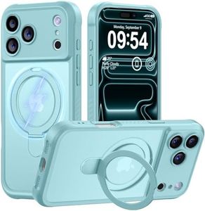 MOCCA Compatible with iPhone 17 Pro Case with Magnetic Invisible Stand [Full Camera Protection] [Compatible with Magsafe] Military Drop Shockproof Translucent Matte Phone Case Cover 6.3",Blue