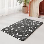 Dog Bowl Mat, Absorbent Dog Food Mat, No Stains Cat Bowl Mat for Food and Water, Easy to Clean Pet Placemats, Quick Dry Dog Water Dispenser Mat, Pet Accessories Supplies(Dark Gray，35 * 50cm)
