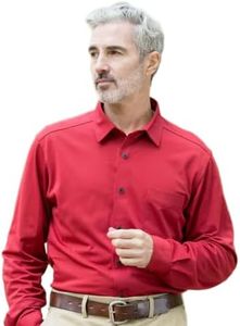MagnaReady Men’s Adaptive Magnetic Front Long Sleeve Tech Shirt – Cooling Performance Fabric, Chest Pocket, Easy Dressing for Seniors, Disabled, Arthritis, & Limited Mobility, Red, XX-Large