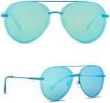 DIFF Lenox Designer Oversized Aviator Sunglasses for Women UV400 Polarized Protection, Turquoise Metallic + Teal Mirror