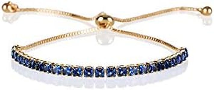 ZAVANA Pulsera Ajustable para Mujer con Piedras Azules. Pulsera Oro para Mujer con Circonitas. Pulsera Azul para Mujer.