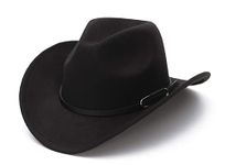 EOZY Women Men Western Cowboy Fedora Felt Hat Wide Brim Outdoor Cowgirl Hat with Belt Buckle