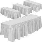 DecorRack 4 Table Skirt, 29 in x 14 ft -BPA Free- Plastic Tableskirt, Disposable, Reusable, Rectangular Tablecloth Skirt, White (4 Pack)
