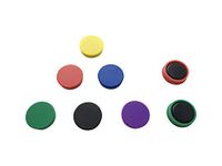 Pack of 12 Strong Assorted Coloured Round Flat Magnets - 24mm Whiteboard Office Fridge - by Janrax