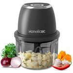 HOMEBASIC 350ml Rechargeable Electric Chopper | 6 Stainless Steel Blades | One-Touch Operation | Compact Mini Food Processor for Onion, Garlic, Ginger, Vegetables, Meat, Nuts | USB Charging​