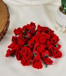 SATYAM KRAFT 50 Pcs Small Beautiful stemless Artificial Flowers Roses for Deepawali,Decorating Purposes Home, Living Room Decor, Diwali,Festival, Pooja Room(Pack of 50) (RED)(Fabric)