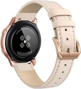 Genuine Leather (Interior and Exterior Both Sides) Wrist Replacement Watch Band [Compatible With Samsung Galaxy, HuaWei, Garmin Forerunner, LG, Pebble and Amazfit] For Men & Women Sweatproof Strap (20 mm, Ivory White)